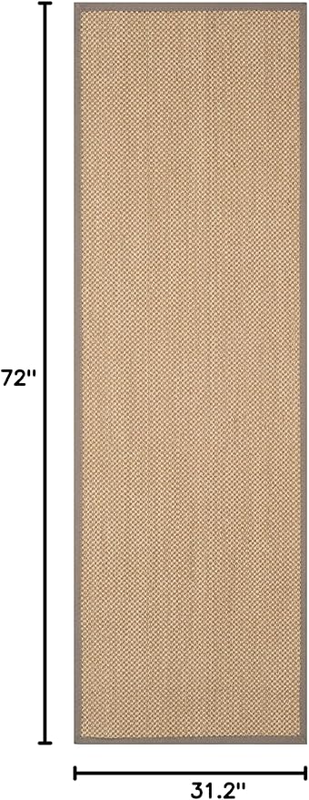 SAFAVIEH Natural Fiber Collection Runner Rug - 2'6" x 6', Maize & Grey, Sisal, Woven Design with Border (NF141G)