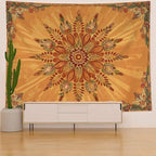 Accnicc Boho Floral Mandala Tapestry for Bedroom Bohemian Flower Wall Tapestry Aesthetic Small Vintage Orange Hippie Indian Tapestries Wall Hanging for Living Room Dorm Decor 60 x 44 Inch