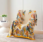 MSGKV Boho Throw Blanket for Couch and Sofa 50"x60" Cotton Throw Cover for Living Room with Floral and Butterfly, Spring Breathable&Lightweight Blanket