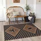 LIVEBOX Easy Jute Washable Rugs 3x5, Modern Checkered Kitchen Rugs Non Slip, Ultra Thin Door Rug for Entryway Indoor, Farmhouse Black and Tan Rug for Outdoor Front Porch Patio Courtyard