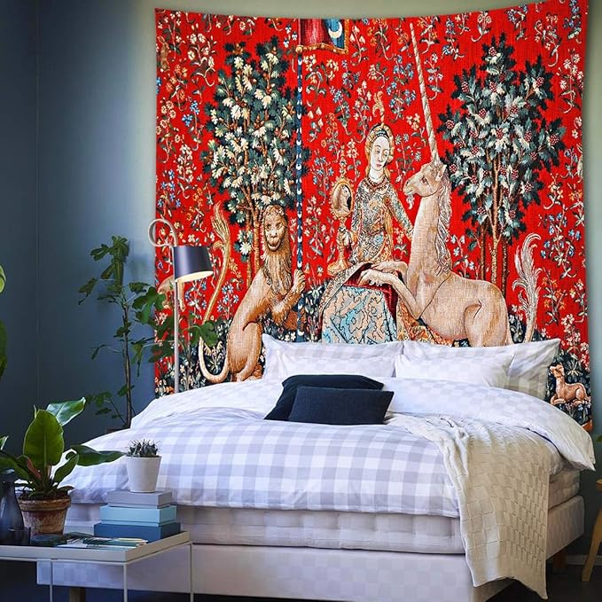 FEASRT Wild Animal Psychedelic Bohemian Tapestry, 40x30 Inches Soft Flannelette, for Living Room Royal Historical Decor