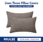 MIULEE Pack of 2 Decorative Burlap Linen Throw Pillow Covers Modern Farmhouse Pillowcase Rustic Woven Textured Cushion Cover for Sofa Couch Bed 12x20 Inch Dark Grey