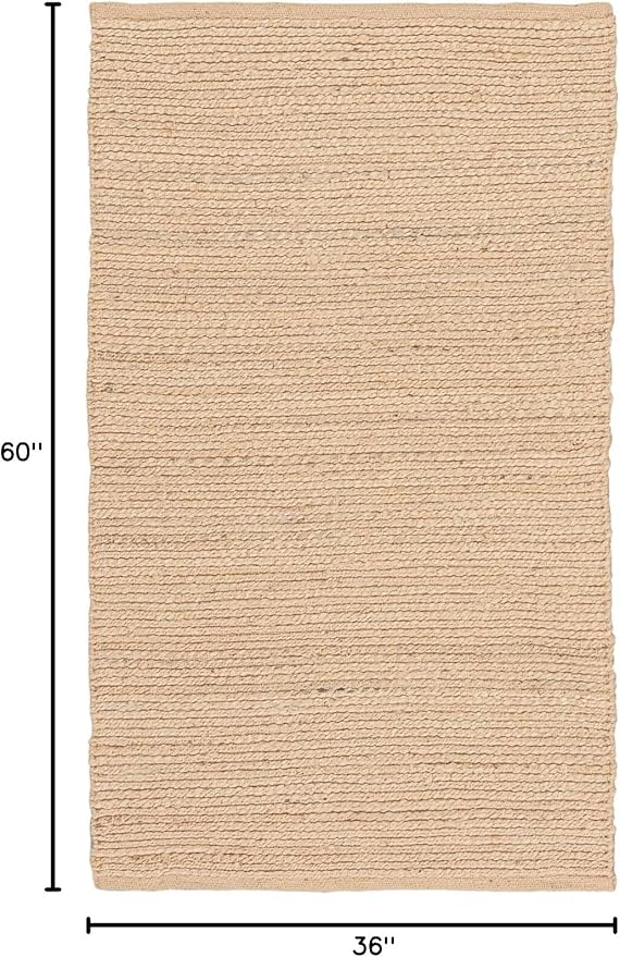 Nourison Home Natural Jute Bleached 3' x 5' Area Rug - Easy Clean, Non Shedding, Bed Room, Living Room, Dining Room, Kitchen (3' x 5')