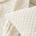 Set of 4 Navy White Taupe Decorative Throw Pillow Covers 20x20 Inch Corduroy Pillow Covers for Bed Couch Sofa Living Room Soft Square Cushion Cases
