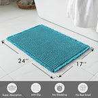 MIULEE Set of 2 Waffle Bathroom Rugs, Boho Bath Rugs Non Slip Washable, Super Absorbent Bath Mats, Ultra Soft Rubber Backed Shower Mats for Bathroom Floor, Tub and Shower, Teal, 17x24 Inch