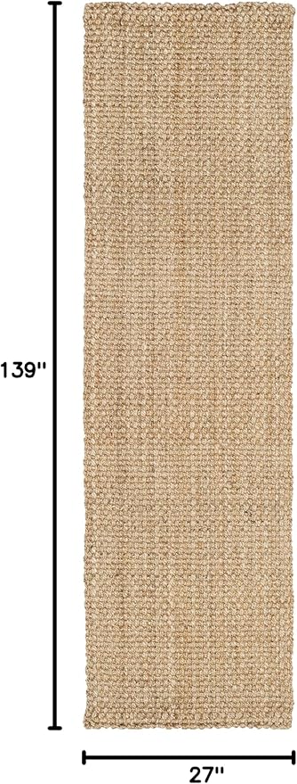 SAFAVIEH Natural Fiber Collection Runner Rug - 2'3" x 11'7", Natural Brown, Handmade Jute, Basketweave Design (NF401A)