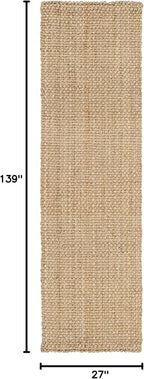 SAFAVIEH Natural Fiber Collection Runner Rug - 2'3" x 11'7", Natural Brown, Handmade Jute, Basketweave Design (NF401A)