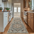Washable Runner Rug 2.6x8 Runners for Hallways, Ultra-Thin Carpet Runners for Entryway Anti Slip Backing Runner Rugs for Kitchen Laundry Room Indoor Hallway (Grey/Brown/Tan)