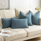 MIULEE Pack of 2 Dusty Blue Decorative Pillow Covers 22x22 Inch Soft Chenille Luxurious Couch Throw Pillows Farmhouse Cushion Covers Euro Shams Elegant Design for Sofa Bed Living Room Spring Decor