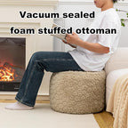 Ottoman Foot Rest Stuffed Round Boho Floor Poof Seating Armchair Ottoman Foot Stool Floor Cushion Bean Bag Pouf 18x18x14 Inch Hazel