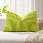 Kevin Textile 14x24 Inch Pillow Cover 1 Pack Boho Christmas Decorative Soft Striped Corduroy Lumbar Farmhouse Accent Rectangle Cushion Case for Living Room Couch Sofa Bed, Spring Green