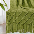 inhand Knitted Throw Blanket for Couch and Bed, Soft Living Room Home Decor Knitted Blanket with Tassel, Outdoor Lightweight Breathable Summer Blanket, Farmhouse Warm Woven Decorative, 50"x60"