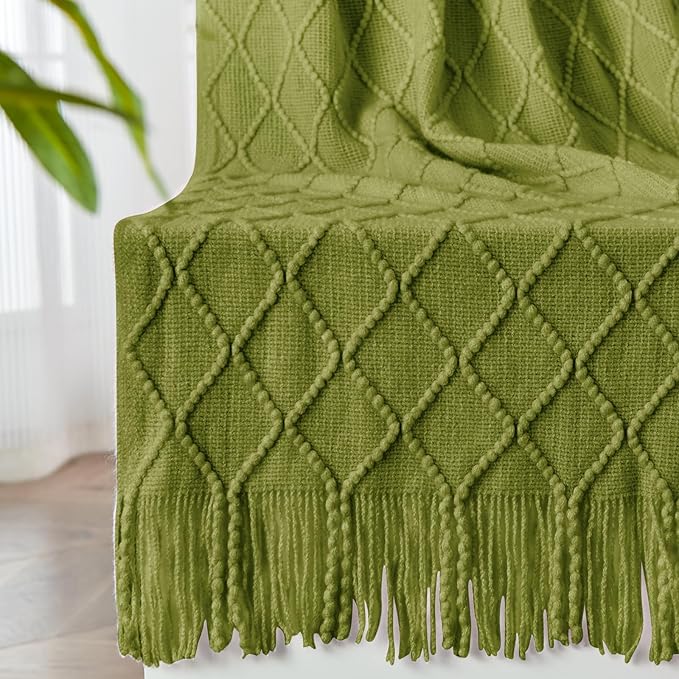inhand Knitted Throw Blanket for Couch and Bed, Soft Living Room Home Decor Knitted Blanket with Tassel, Outdoor Lightweight Breathable Summer Blanket, Farmhouse Warm Woven Decorative, 50"x60"