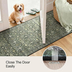 Lofus 2x10 Area Rug for Hallways,Green Washable Runner Rugs with Non Slip Rubber Backing, Low Pile Soft Carpet Runner for Kitchen Bathroom Bedroom Laundry