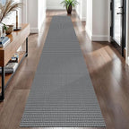 EARTHALL Woven Runner Rug 2x12 Ft Washable Runners for Hallways Extra Long Cotton Non Slip Rubber Backed Kitchen Runner Braided Indoor Floor Carpet for Entryway, Hall, Kitchen, Dark Gray