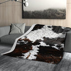 aportt Cow Print Blanket Soft Flannel Lightweight Cowhide Western Throw Blanket Cozy Warm White Brown Cow Blankets All Seasons Living Room Decor for Couch Chair Bed Sofa Office 50x60 inch