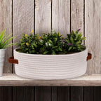Woven Storage Basket for Toilet Tank Top,Farmhouse Home Decor Organizing Baskets for Bathroom,Table and Counter 13"x5.9"x4" White