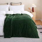 Green Fleece Throw Blanket 50”×60” for Couch Sofa Bed,Super Soft Cozy Plush Microfiber Flannel Blanket with Stripes Design Lightweight for Adults Woman Girls
