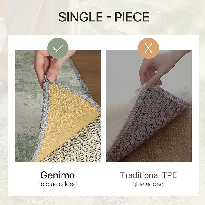 GENIMO No Crease Non Slip 8x10 Area Rugs for Living Room, Craft Woven Modern Rug, Soft Floor Carpet, Single-Piece Rugs for Bedroom, Dining Room, Office, Green Gray