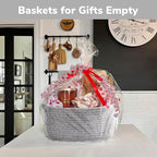 CHICVITA Decorative Gift Basket, Easter Basket for Kids, Woven Rope Storage Baskets with Handles, Nursery Baby Shower Toy Organizer, Grey, 13 x 9.8 x 5 inches