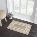 VHC Brands Jute Rug Rectangle with Pad, Natural and Crème, 20x30