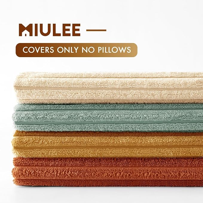 MIULEE Boho Farmhouse Throw Pillow Covers 20x20 Inch Set of 4 Modern Natural Decorative Cushion Covers Soft Corduroy Home Decor for Spring Couch Bed Sofa Living Room Teal-Rust Gradient Series