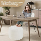 MeMoreCool Round Pouf Ottoman – Beige Corduroy Footrest with Foam Filling Compact Foot Stool for Couch, Living Room Decor, Dorms & Small Spaces