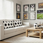2 Pcs Soccer Ball Velvet Pillow Covers 12 x 20 Inch 3D Tufted Black Soccer Embroidery Sports Theme Decorative Throw Cushion Case for Bedroom Sofa Living Room Couch Chair Home Decor