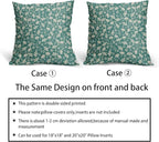 Aqua Pillow Covers 16x16 Set of 2 Vintage Floral Rustic Old Style Cute Flower Print Decorative Outdoor Pillowcases Seasonal Farmhouse Throw Cushion Case Decor for Couch Sofa Bed