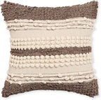 · REDEARTH · Boho Textured Throw Pillow Cases - Woven Tufted Decorative Farmhouse Cushion Covers Set for Couch - Sofa - Bed - Chair - Dining - Patio - Outdoor - 100% Cotton (18x18; Natural) Pack of 2