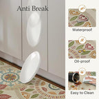 GENIMO Kitchen Mats for Floor 2PCS, Cushioned Kitchen Rugs Non Slip Washable, Farmhouse Anti Fatigue Mat Waterproof, Comfort Standing Mat Rug for Office, Home, Laundry, 17.3"x47"+17.3"x30", Beige&Red