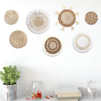 Beeveer 7 Pcs Boho Wall Baskets Decor Hanging Rustic Rattan Wicker Wall Basket for Farmhouse Living Rooms Bedrooms Kitchen Decorations(Classic Style)