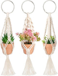 Macrame Plant Hangers, 3 Pcs Plant Hangers with Artificial Succulent Plants, Interior Car Accessories for Women, Rear View Mirror Accessories by MoHern