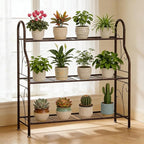 SORCEDAS Plant Stand Indoor Outdoor Plant Shelf 3 Tier Metal Corner Flower Stand Multiple Holder for Patio Garden Balcony Living Room, Bronze