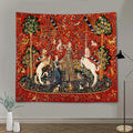 FEASRT Medieval Princess Tapestry Maiden and Unicorn - European Royal Tapestry, 60x51 Inches Soft Flannelette, for Living Room Royal Historical Decor