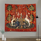 FEASRT Medieval Princess Tapestry Maiden and Unicorn - European Royal Tapestry, 60x51 Inches Soft Flannelette, for Living Room Royal Historical Decor
