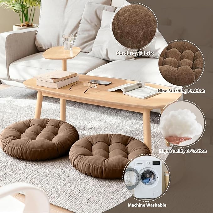 Tiita Outdoor Cushions Square Floor Pillow Thicken Tufted Seat Pad Large Floor Cushion for Yoga Meditation Living Room