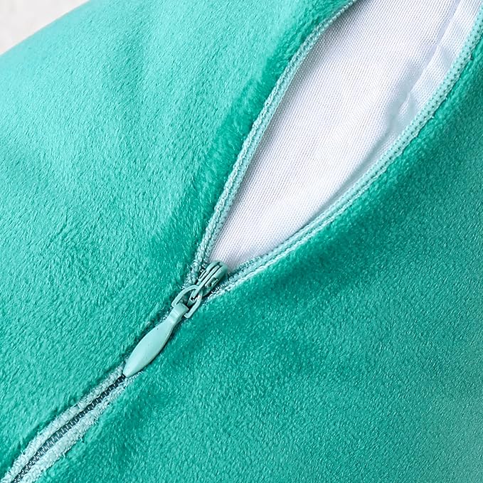 NiNi ALL Decorative Throw Pillow Covers Velvet 16x16 Inch Pack of 2 Aqua Green Cushion Covers Soft for Couch Sofa Bedroom Living Room Outdoor
