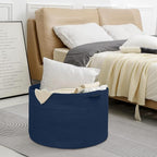 Dark Blue Basket for Organizing, 22" x 14" Extra Large Woven Cotton Rope Laundry Basket, Blanket Storage for Living Room Bedroom, Big Nursery Kids Toy Box Organizer, Pool Towel Storage Bin