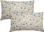 Brown Blue Grey Floral Pillow Covers 12x20 Set of 2 Vintage Rustic Old Style Cute Small Flower Print Rectangle Decorative Outdoor Pillowcases Farmhouse Throw Cushion Case Decor for Couch Sofa Bed