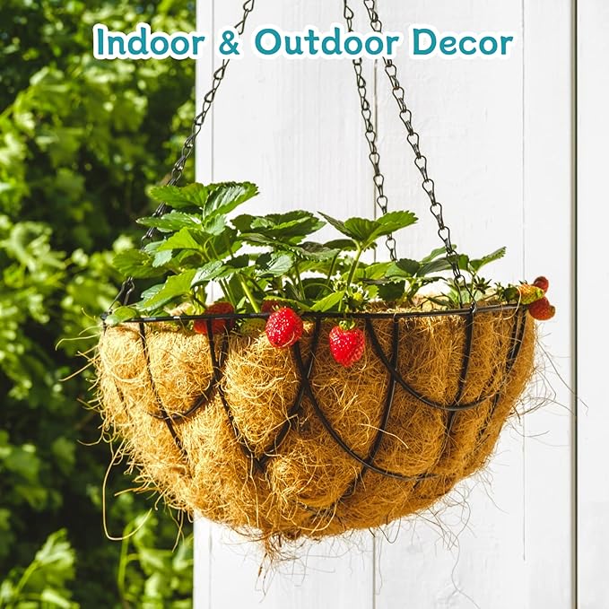 Riare 2 Pack 18 Inch Round Coco Liners Replacement, 100% Natural Coconut Coir Liners for Hanging Baskets, Garden Flower Vegetables Planter Pot, Window Box, Fence, Decks