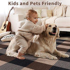Tangsoo Checkered Easy Jute Rug,3x5 Washable Area Rug for Bedroom,Non-Slip Black Indoor Outdoor Rug Modern Farmhouse Low Pile Carpet for Patio Backyard Entryway
