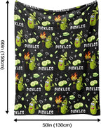 Aipon Pickle Blanket Gifts for Pickle Lovers, Funny Food Cucumber Blankets 50"x 60", Black Soft Cozy Lightweight Throw Blanket for Women Kids Teens Boys Girls