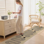 Kitchen Runner Rugs for Hallway, 2x8 Washable Farmhouse Non Slip Outdoor Runners Rug for Bedroom Porch Laundry Bathroom Geometric Brown