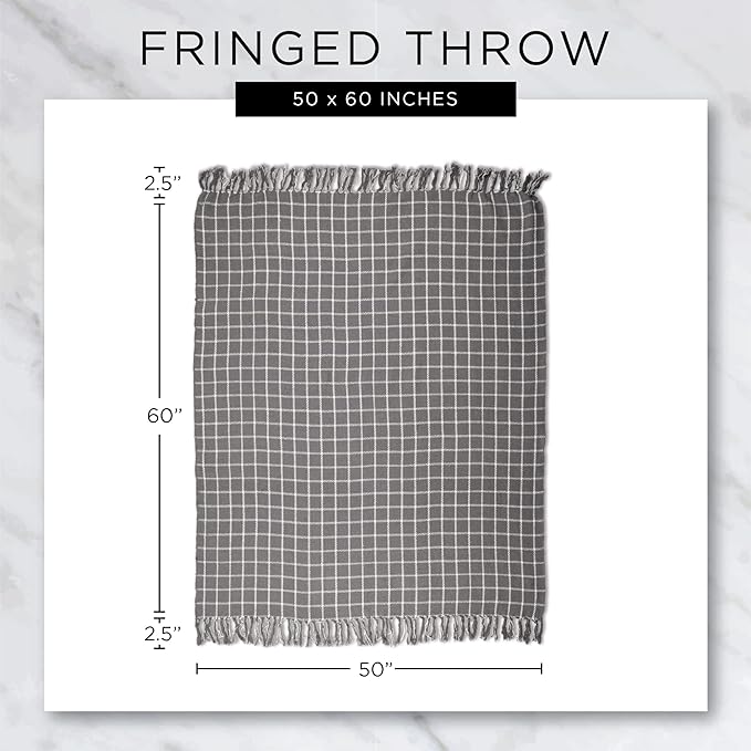 DII Rustic Farmhouse Double Diamond Woven Throw, 50x60, Cinnamon