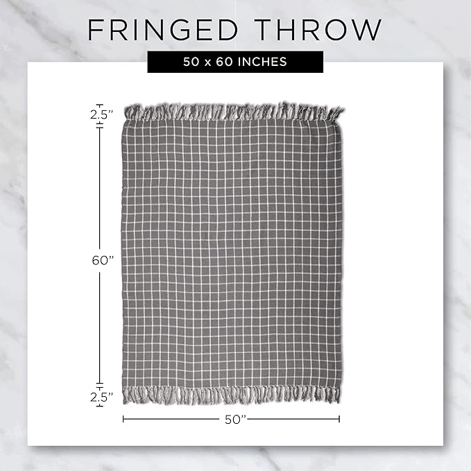 DII Diamond Stitch Woven Throw, Organic Modern, 50 x 60, Gray