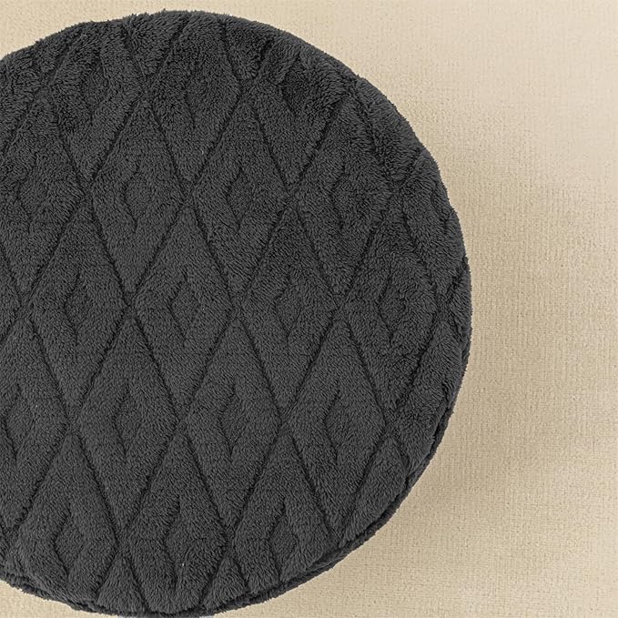 Round Pouf Ottoman 20 x 20 x 14 Inches Boho Poof Home Decor Floor Pouffe Ottoman Foot Rest for Couch Sofa Bean Bag Chairs Living Room Bedroom (Dark Gray)