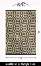 Jute Cotton Diamond Area Rug 2x3 Feet - Grey Natural, Reversible Soft Durable Floor Carpet Ideal for Entryway, Living Room, Kitchen | Farmouse Decorative Samll Neutral Rugs for Laundry Room