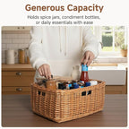 StorageWorks Pantry Baskets, Willow Storage Baskets for Organizing, Shelves, Pantry Organizers and Storage, Light Brown, 16 ½"L x 13"W x 7 ½"H