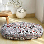 Round Tatami Seat Cushions, Thicken Soft Chair Pad,Cotton Linen Boho India Floor Seat Pillows for Living Room Sofa Bed Balcony Outdoor, 22Inch(Size:1 Count (Pack of 1),Color:Blue and White)
